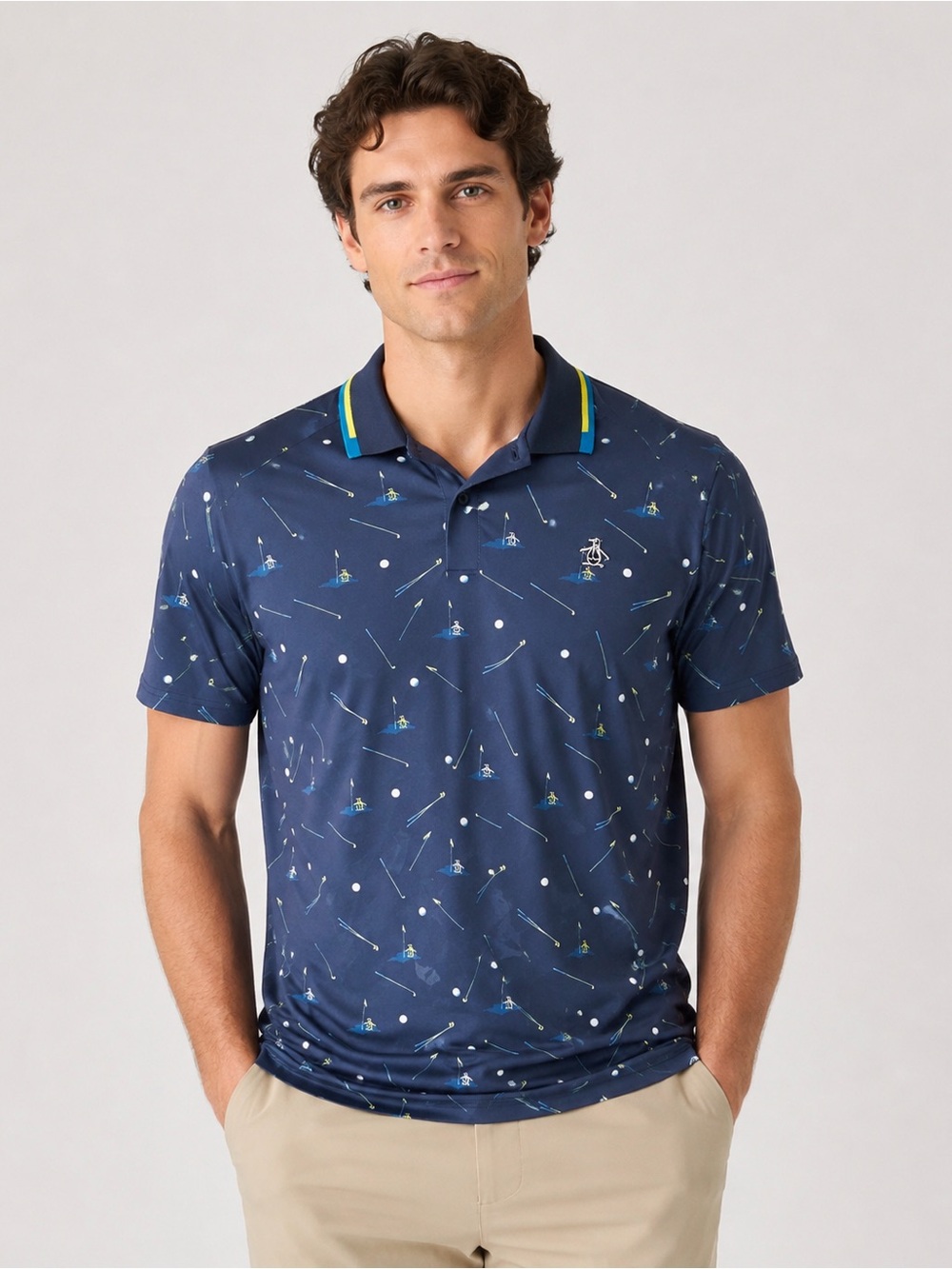 Penguin Golf themed polo